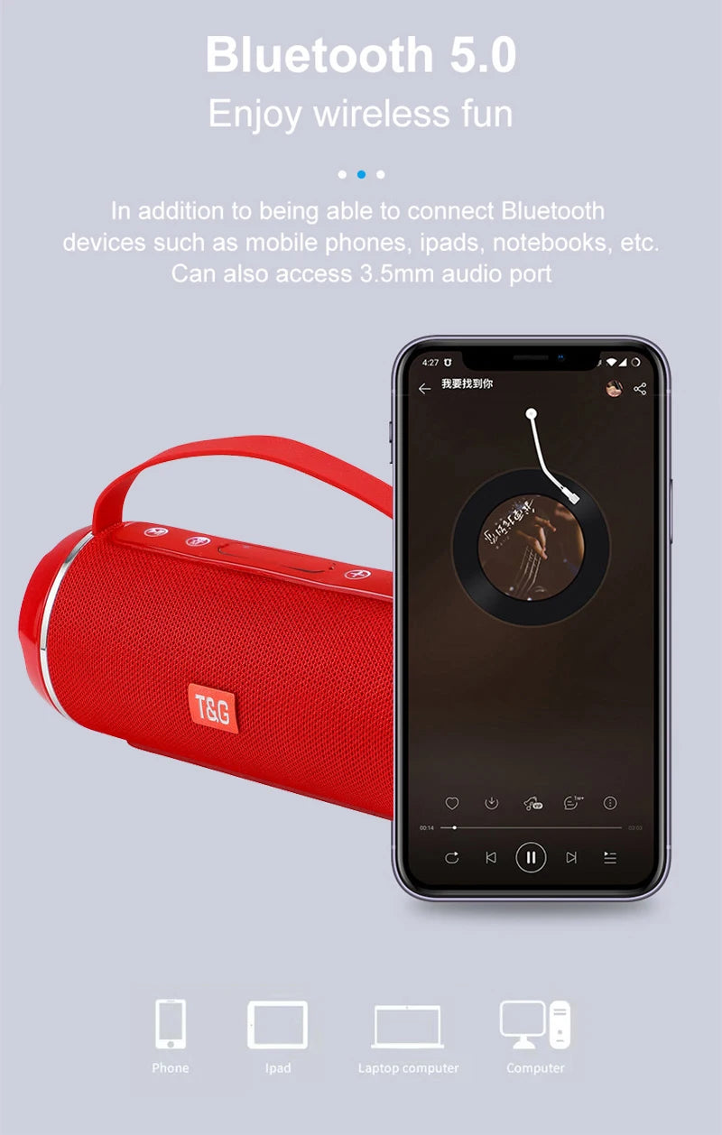Portable Barrel Bluetooth Speaker with Strap