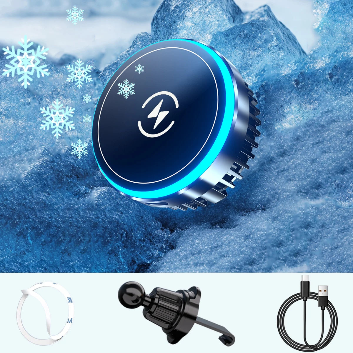 Cooling Magnetic Car Phone Mount with Wireless Charger - Cooling phone holder