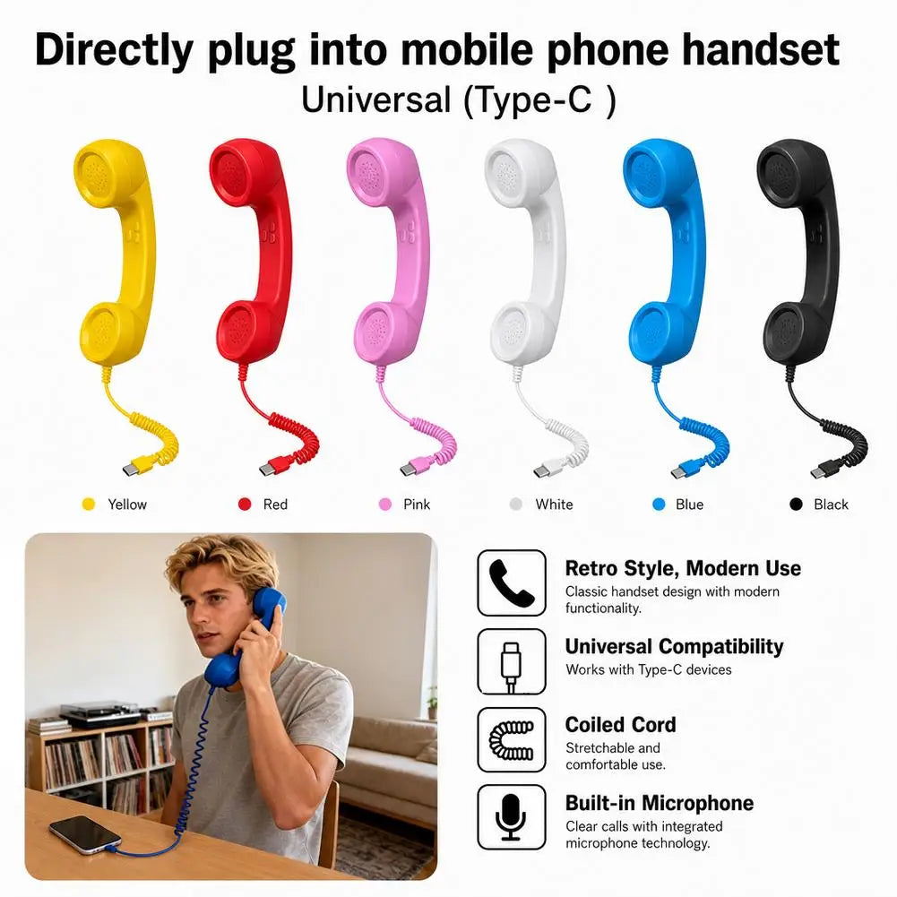 USB-C Retro Phone Handset Receiver