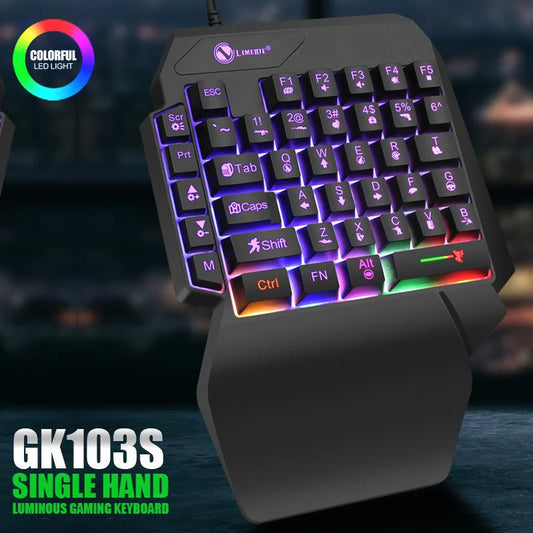 One-Hand Mini Gaming Keyboard, 35 Keys, Backlit