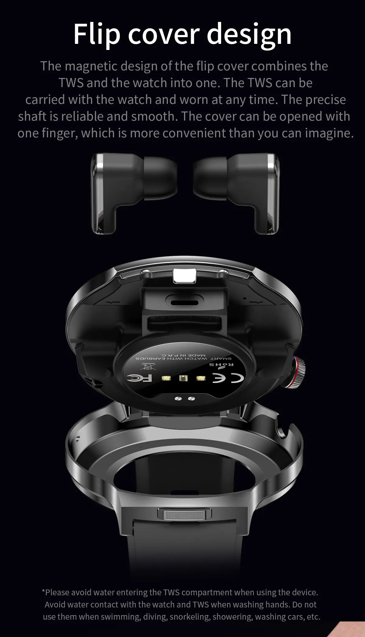Smart Watch with Built-in Wireless Earbuds