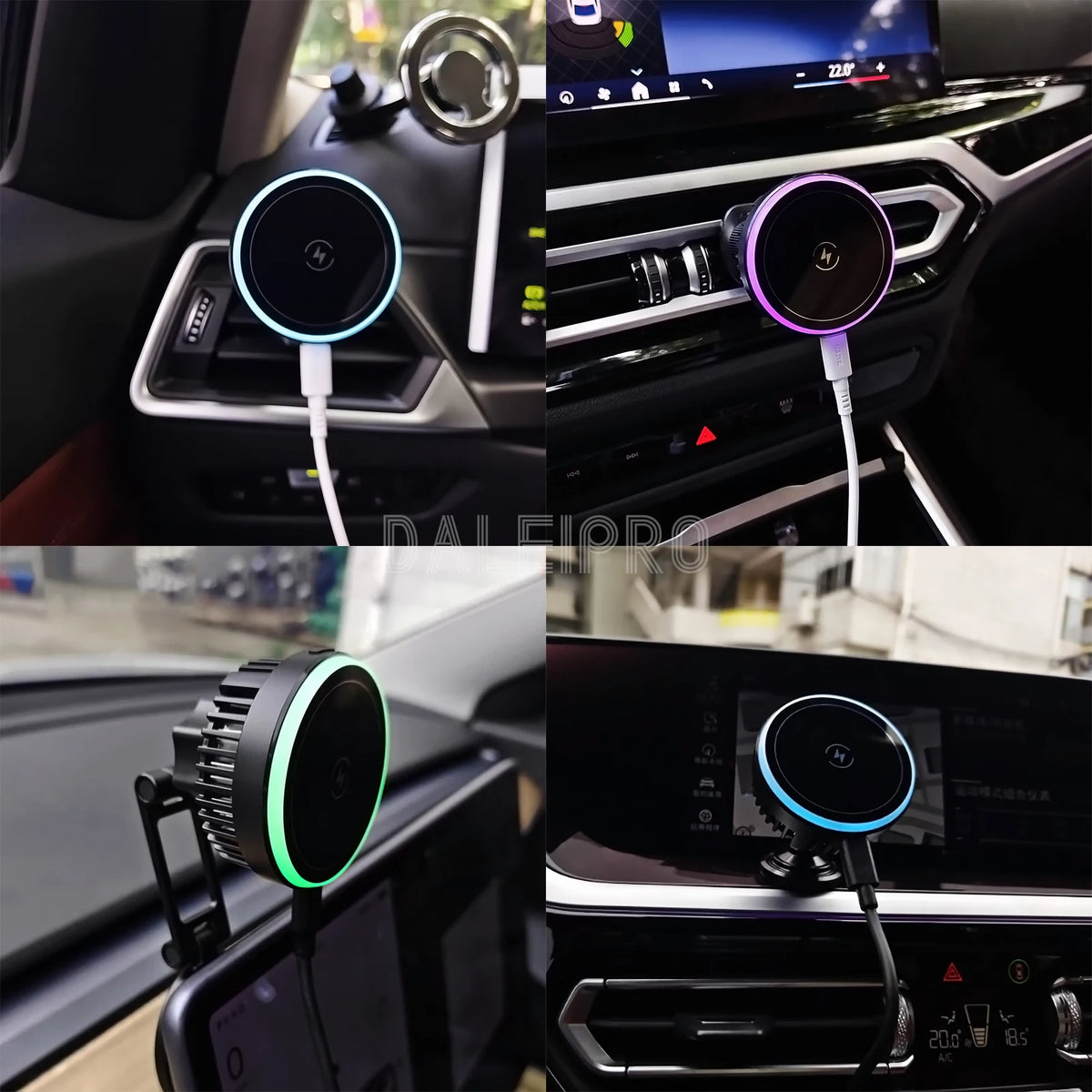 Cooling Magnetic Car Phone Mount with Wireless Charger