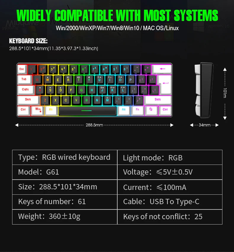 60% Compact RGB Wired Keyboard