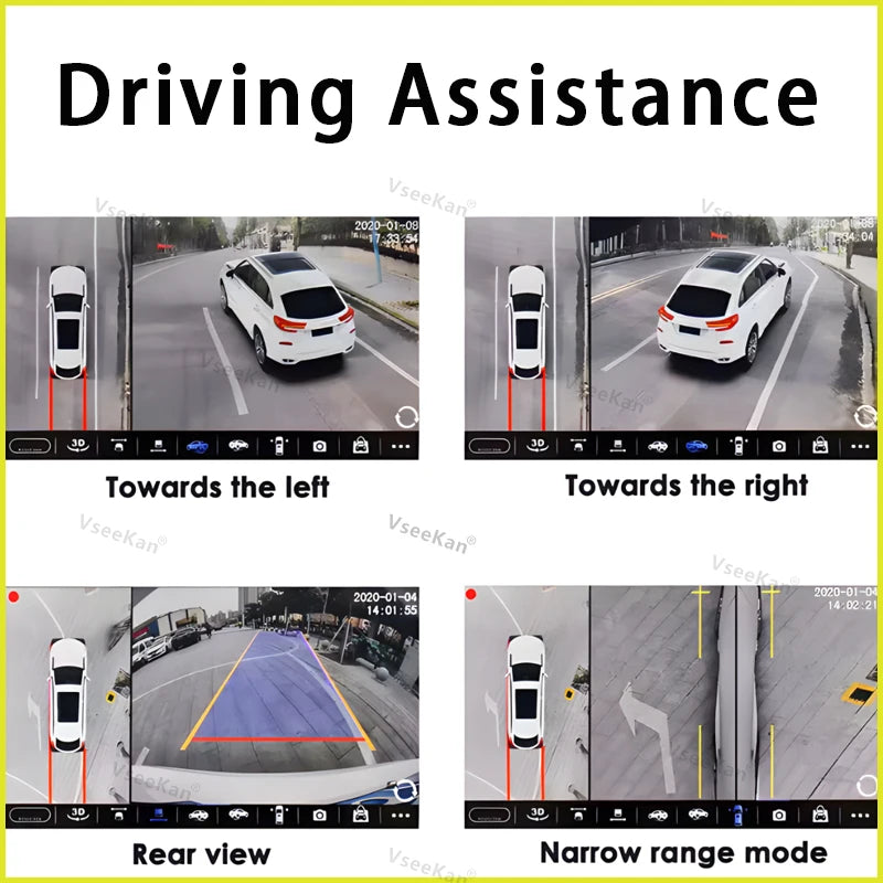 360° Car Camera System, 4 Cameras