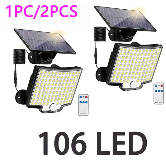 106 LED solar motion sensor wall light with remote