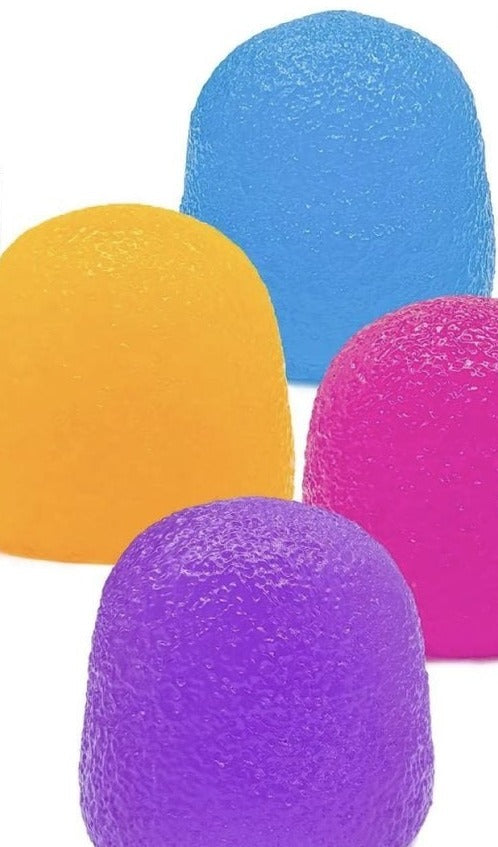 Gumdrop squishies in orange, blue, pink and purple